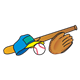 Baseball Equipment bat, ball, glove, and hat