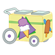 Yellow Ice-Cream Cart with ice cream cone and fudge bar on side