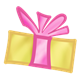 Yellow Gift with shiny pink ribbon and bow