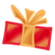Red Gift with shiny orange ribbon and bow