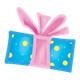 Blue and Yellow Gift with pink ribbon and bow