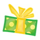 Green and Yellow Gift with yellow ribbon and bow