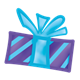 Blue and Purple Gift with blue ribbon and bow