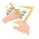 Pencil and Paper Position for the left-handed writer, has background