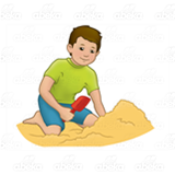 Boy Sitting in Sand