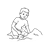 Boy Sitting in Sand Line PNG