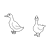 Two White Ducks Line PNG