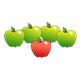 Five Apples one red, four green