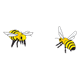 Two Bees flying away and toward