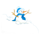 Snowman with scarf and three snowballs