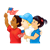Three Children Color PNG