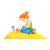 Girl Sitting in Sand Color PNG
