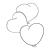 Three Heart Balloons Line PNG