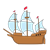 Old-Fashioned Ship Color PNG