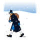 Pilgrim walking in the snow