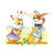 Two Happy Bunnies Color PNG