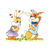 Two Happy Bunnies Color PNG