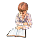 Boy in Plaid Shirt reading Bible