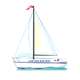 Large Sailboat with a red flag