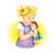 Girl Holding Doll Color PNG