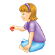 Girl with Purple Headband holding a red block