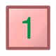 Pink Block square, with green number 1