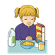 Praying Girl with breakfast in front