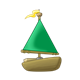 Sailboat with a green triangle sail