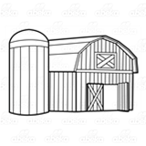Red Barn with Gray Silo