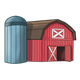 Red Barn with Gray Silo 