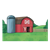 Red Barn with Gray Silo Color PNG
