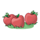 Three Red Apples sitting on grass