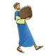Disciple in Blue with basket of bread and fish