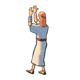 Leper praising with arms in air
