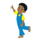 Boy in yellow shirt and blue overalls
