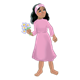 Girl in Pink Dress carrying flowers