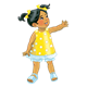 Girl in Polka-Dot Dress yellow and white