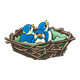 Three Hungry Bluebirds sitting in nest