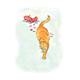 Orange Cat making icing footprints, with background