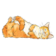 Orange Cat Sleeping has tail curled on stomach