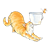 Orange Cat Stretching Color PNG