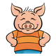 Little Pig in orange-striped shirt
