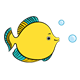 Yellow and Blue Fish with bubbles
