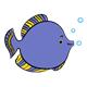 Purple and Yellow Fish with bubbles