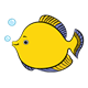 Yellow and Purple Fish with bubbles