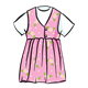 Pink Dress with green leaves and polka dots