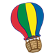 Hot Air Balloon red, green, yellow, blue