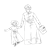Woman and Little Girl Line PNG
