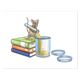 Mouse on Books pouring liquid into jar