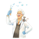 Scientist with mouse on shoulder